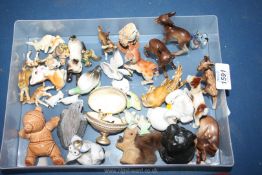 A small quantity of miniature animals including deer, dogs, swans, cats, some Wade etc.