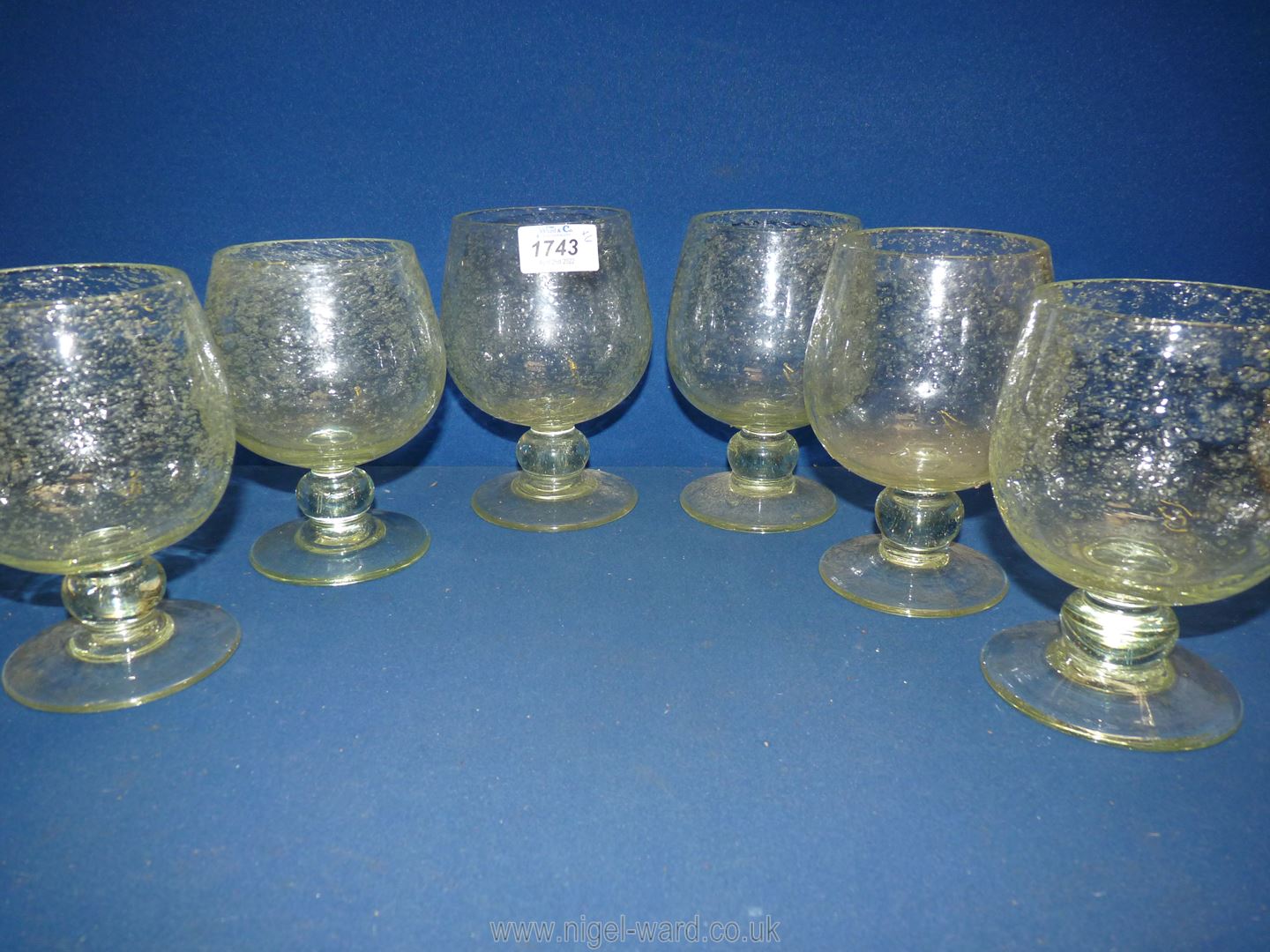 Six heavy and large crackle glaze summer cocktail glasses - Image 2 of 2