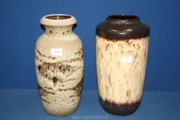 A West German Scheurich pottery Vase in mottled brown and cream, no.