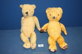 Two jointed Teddy Bears, 1940's and 60's, one by Chad Valley with glass eyes,