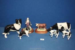 A quantity of Coopercraft ceramic cows and Sheepdogs,