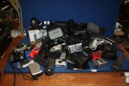 A large crate of Compact and other Cameras and accessories incl a Canon Sure Shot Zoom XL,