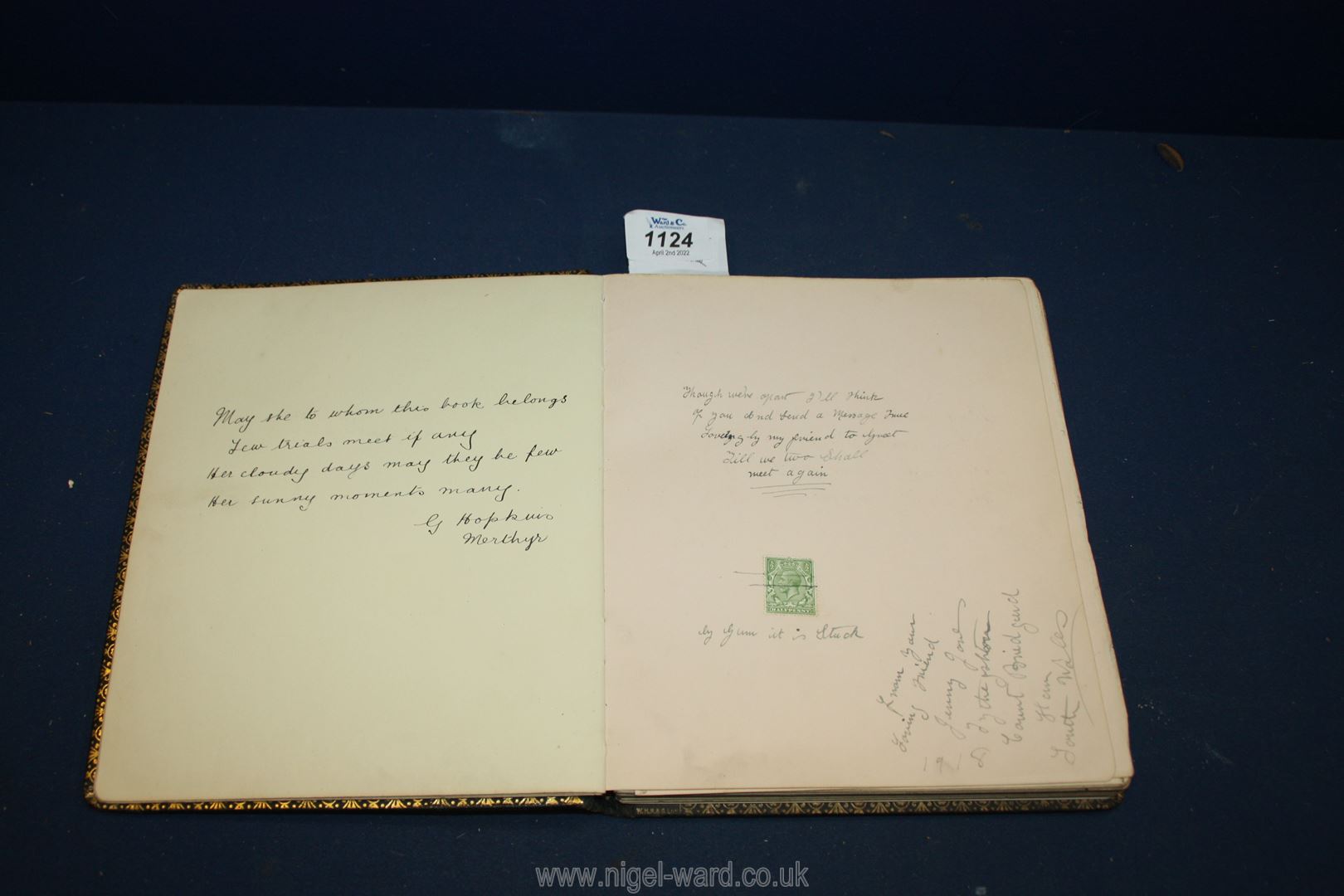 A large Autograph Book with some entries and drawings dated 1917 to 1919, many from Bridgend, - Image 4 of 4