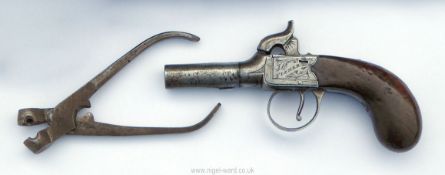 A top hammer Percussion muzzle loading Pocket/Muff Pistol by ''Fisher of London'',