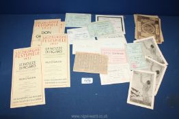 A quantity of German related ephemera including 1930's Salzburger Opera programmes, Ski passes,