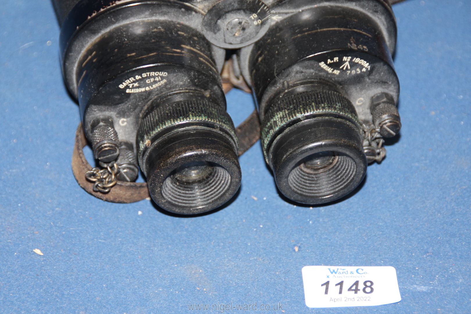 A pair of Barre Stroud Military Binoculars 7 x CF41 A.P No.1900A, serial no. - Image 2 of 2