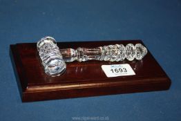 A boxed Waterford crystal Gavel with wooden display plinth.