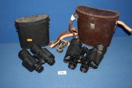 Two pairs of Binoculars including Frank-Nipole 10 x 50, both cases a/f.