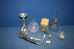 A rare 1920's-1930's Cona coffee maker, coffee grinder, flasks, pestle, etc.