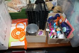 A box of card Craft accessories including edging scissors, embossing dusting powders, punches,