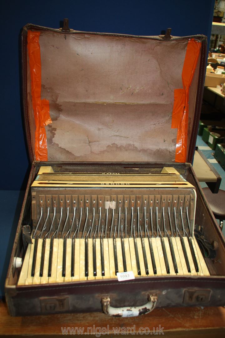 A cased Hohner 'Tango III' Piano Accordion, a/f.