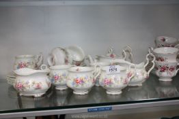 A Royal Albert 'Colleen' Teaset comprising six each of cups, saucers, tea plates, plus milk jug,