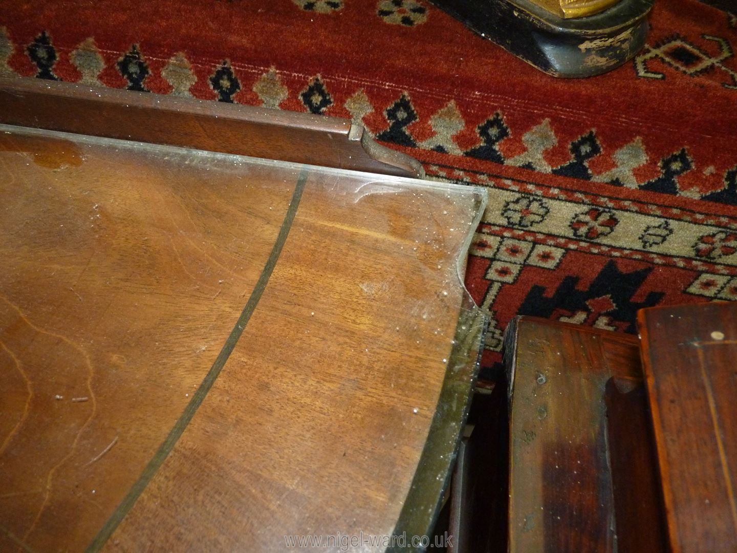 A Mahogany/Walnut "D" shaped side Table having a cross-banded top, - Image 6 of 6