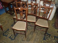 A set of six 1930/40's Mahogany framed Dining Chairs including two carvers, standing on turned legs,