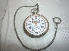 A very attractive crown-wound Nickel cased Fob/Pocket Watch,