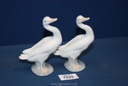 Two Lladro geese/duck figures. 5" tall.