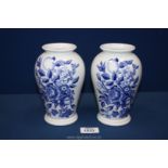 A pair of Portmeirion Blue Harvest baluster vases by Anghared Menna, 6 3/4" tall.