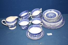 A quantity of Willow pattern tea ware, some a/f.