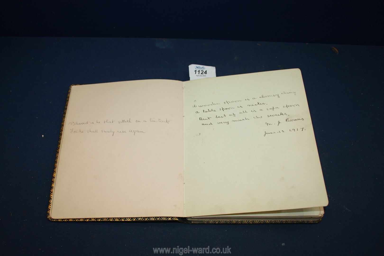 A large Autograph Book with some entries and drawings dated 1917 to 1919, many from Bridgend, - Image 2 of 4