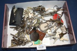 A tray of assorted keys.