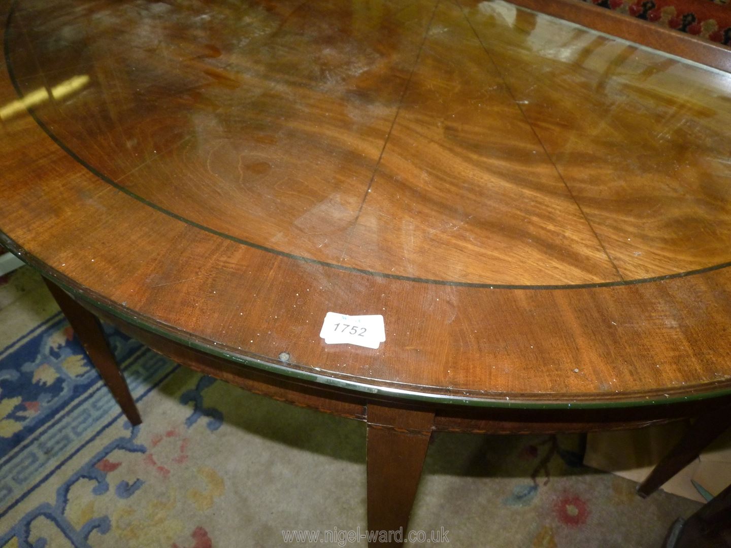 A Mahogany/Walnut "D" shaped side Table having a cross-banded top, - Image 3 of 6