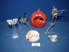 A small quantity of animals including horse and owl in flight,