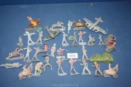 A quantity of lead soldiers, aeroplanes, etc, a/f.