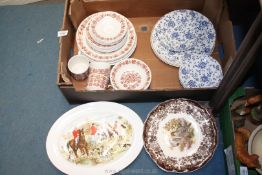 A quantity of china to include cream and brown Broadhurst plates cups, saucers,