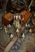 A large French metal twelve branch Candelabra