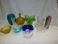 A quantity of glass including pair of ruby red vases, Moet & Chandon ice bucket,