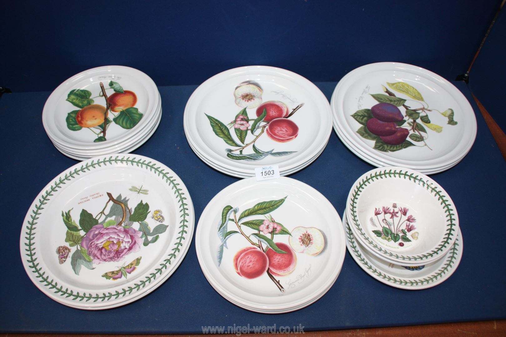 A good quantity of Portmeirion plates including Pomona dinner and dessert plates and two botanical
