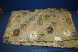 A Japanese lined olive green/brown floral embossed Table cover, circa 1940, 64'' x 55''.