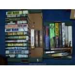 Two boxes of books to include; Andy McNab, Damien Lewis, Guy Martin, etc.