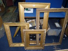 Four picture frames; the apertures suitable for pictures 12 1/2" x 10 1/2", 19 1/2" x 14 1/8",