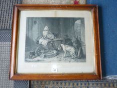 A framed Etching entitled 'Jack in Office' taken from an Edwin Landseer painting,