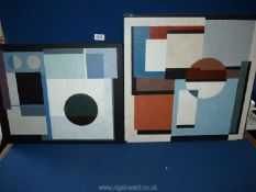 Two abstract paintings; rectangles and circles.