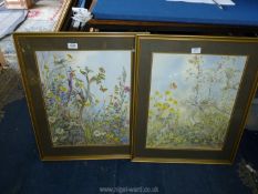 A pair of framed and mounted Watercolours, one titled 'June Hedgerow',