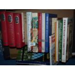 A box of books to include; Three volumes of 'Our Island Heritage', 'The Steam Locomotive',