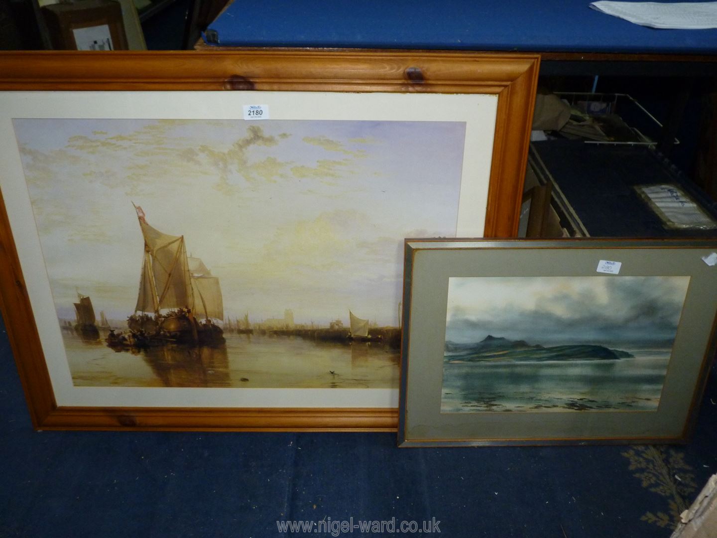 A framed and mounted print 'The Dart Packet-Boat from Rotterdam Becalmed' and an unsigned framed