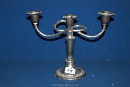 A plated three branch Candelabra.