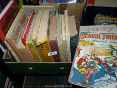 A box of children's books; 'School Friends', 'Young Mastermind Annual', 'Judy for Girls',