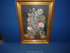 A gilt framed Oil on board depicting a Still life of flowers, signed lower right Dorothy Watson,