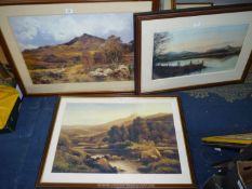 Three large framed Prints; 'View of Moel Siabod Capel Curig', 'Capel Curig' by H.