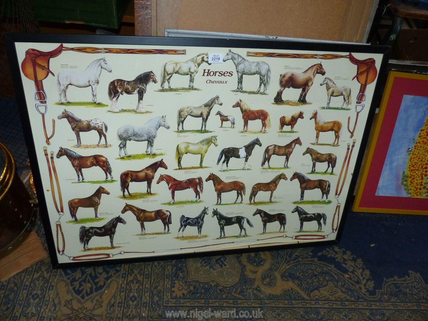 A framed poster of Horses (Cheveaux).