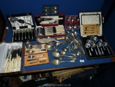 A quantity of boxed cutlery including 'De Montfort' Sheffield teaspoons and other cutlery including