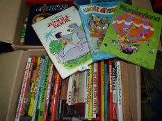 Two boxes of children's books to include; Thunderbirds, animals, Space Family Robinson, etc.