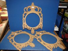 Three ornate moderrn picture Frames with circular apertures 11 3/4" diameter,