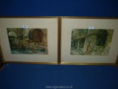 A pair of vintage William Russell Flint limited edition lithographs of Mediterranean scenes-signed