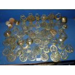 A collection of vintage horse brasses, many Victorian and Edwardian.