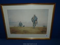 A limited edition Print of a shooting scene by Ros Goody, no. 595/600 (1985).